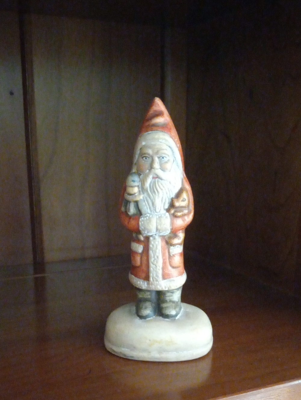 Vintage Hand Painted Porcelain Austria Santa Figurine Holding Doll